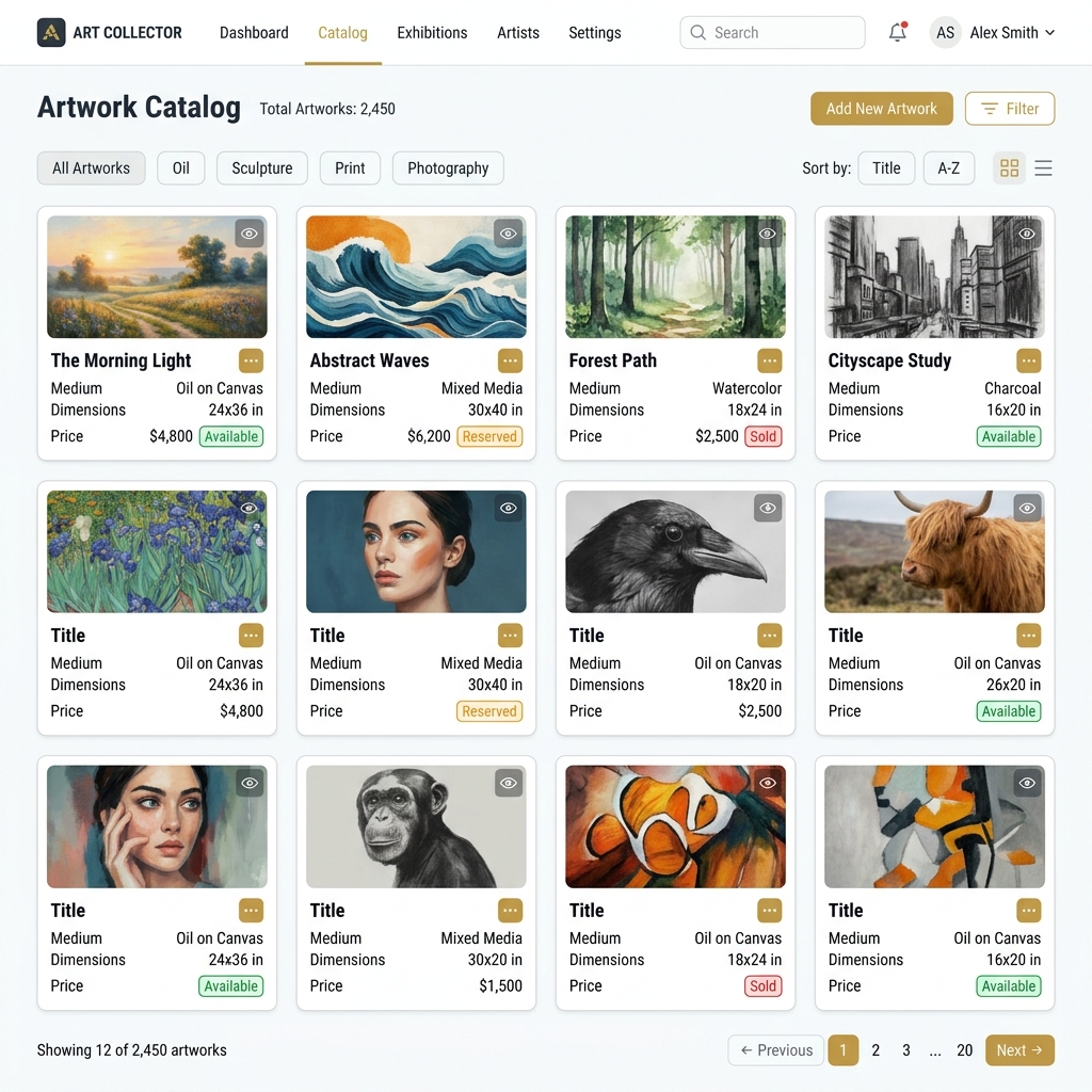 Catalog Your Art Dashboard Screenshot