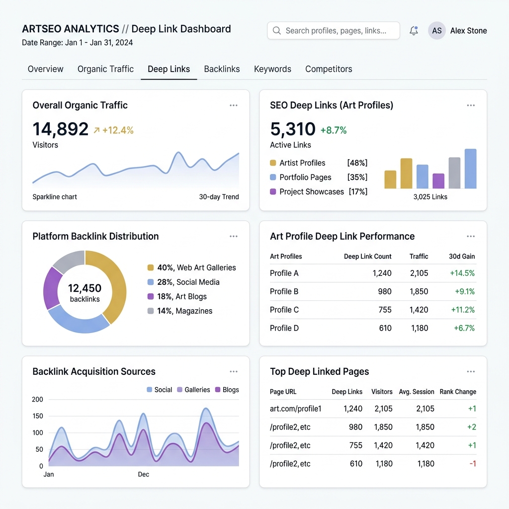 SEO Analytics and Deep Links Screenshot